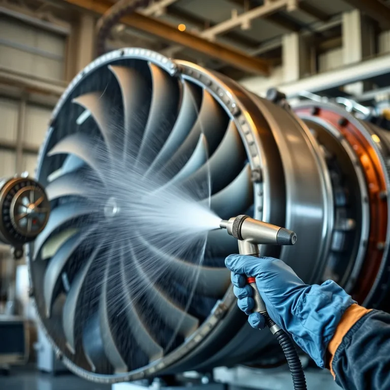 Gas turbine compressor blades during a maintenance wash